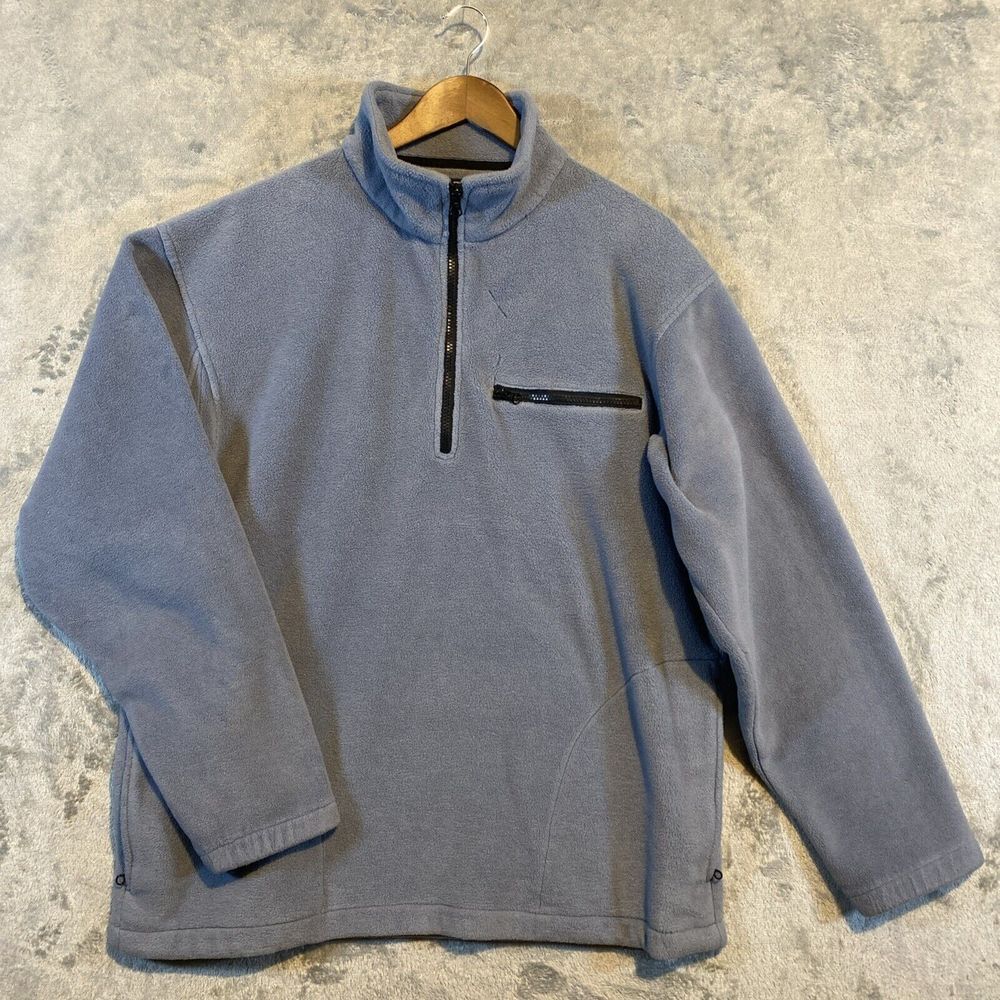 DULUTH TRADING Co. Mens Fleece Pullover Sz‎ Large/Tall 1/4 Zip Light Blue Casual